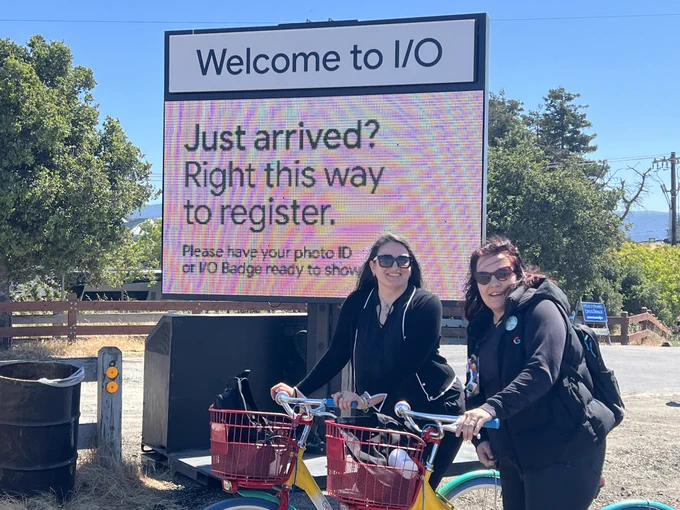 Cruising in on a Google bike at Google I/O
