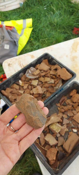 Medieval pottery found in the possible later phase of the medieval village