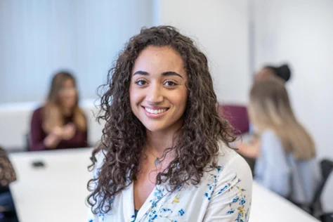 A female student in a seminar