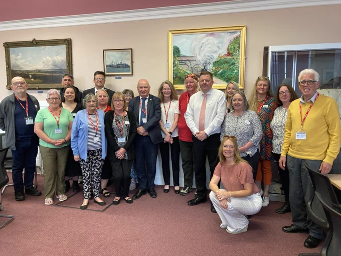 Group photo of participants from the organisations who took part in our roundtable discussion on community wealth building. Many are named in the post. It was taken in Clackmannanshire Council Chambers.