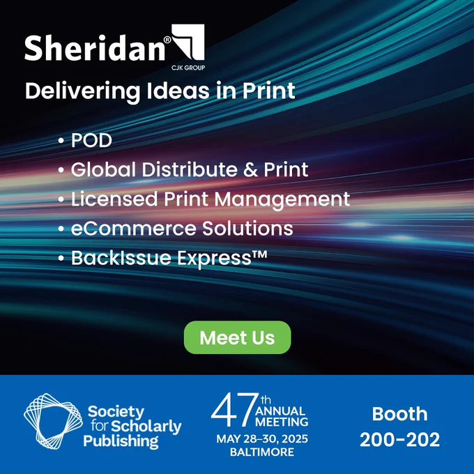 Abstract background with Sheridan logo, SSP logo, and text