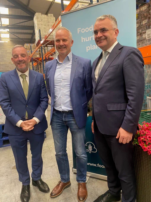 Speedpak Group CEO John P. Murphy (Centre) with Minister Dara Calleary TD (Right) & Minister of State Jerry Buttimer TD (Left) at the event in FoodCloud to announce awardees under the Dormant Accounts Fund Growing Social Enterprise Scheme 2024-25