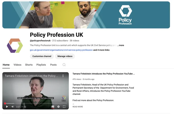 policy profession youtube channel screenshot