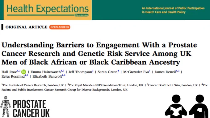 Cover of the 'Health Expectations' journal featuring an article titled 'Understanding Barriers to Engagement With a Prostate Cancer Project Among UK Men of Black African or Black Caribbean Ancestry,'