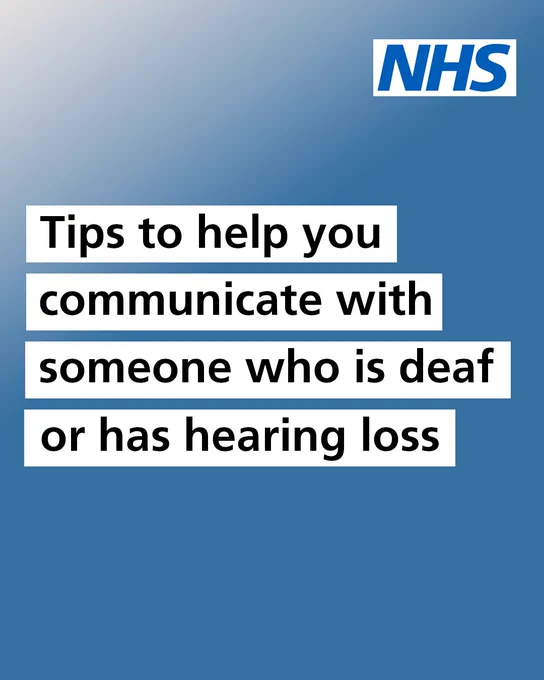 Text reads 'Tips to help you communicate with someone who is deaf or has hearing loss.'