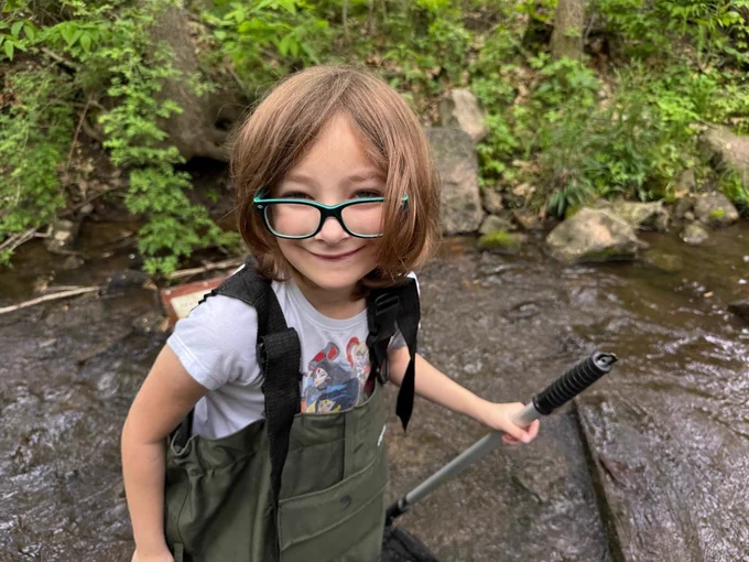 students exploring life in the creek