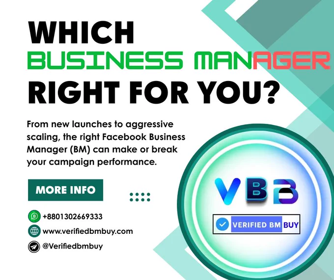 ❓“Which BM Type is Right for You?”
Let’s find your perfect match.

From new launches to aggressive scaling, the right Facebook Business Manager (BM) can make or break your campaign performance.

🔹 New BM: Just starting out? Ideal for small budgets and testing.
🔹 Mid-Aged BM (21–40 Days): Balanced trust & flexibility.
🔹 Aged BM (40  Days): Maximum stability, trusted by Meta for higher spend.
🔹 Reinstated BM: Got your own banned? Reclaim your edge instantly.
🔹 Verified BM with WhatsApp API Access: Scale multi-channel with power.

➡️ Choose wisely. Or let us recommend the best.

📩 DM us for a free consultation.

📸 Image Idea:
A quiz-style flowchart or decision tree layout with the question at the top:
“What are your campaign goals?”
—> "Launching New Campaigns" → New BM
—> "Need Stability & Spend Power" → Aged BM
—> "Account Banned Recently" → Reinstated BM
—> "Cross-Channel Marketing" → BM with WhatsApp API
Use checkmarks, clean icons, and brand colors for a polished professional 