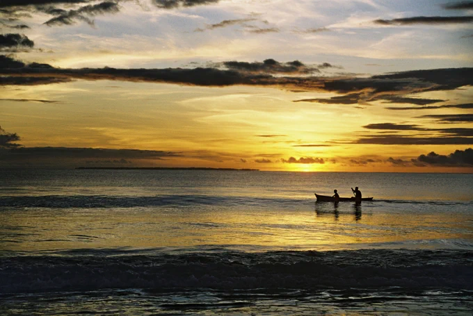 Sunrise over the ocean at Chiriqui Beach, Panama.