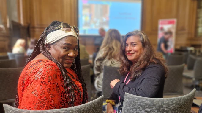 Sheffield City Council's Ruth McDonald with Off the Shelf Festival's Maria De Souza