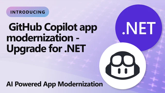 spot art.
text reads: introducing GitHub Copilot app modernization - Upgrade for .NET
AI-Powered App Modernization