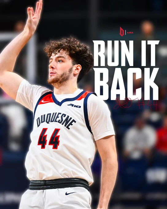 Jake after taking a three with text that reads “Run it Back” with his signature