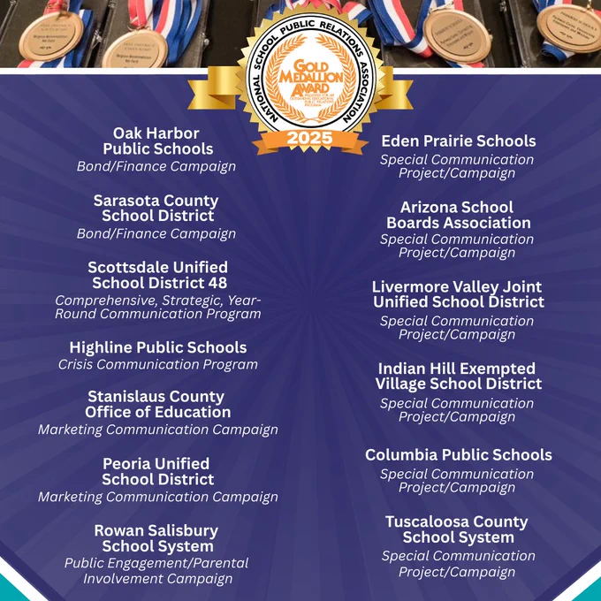 Gold Medallion logo and a list of the 2025 recipients that appear by clicking the link in the post.