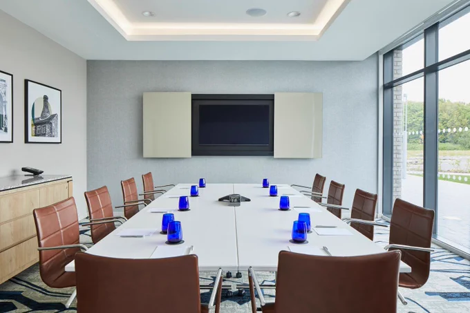 A meeting room in the Courtyard by Marriott hotel at Keele University