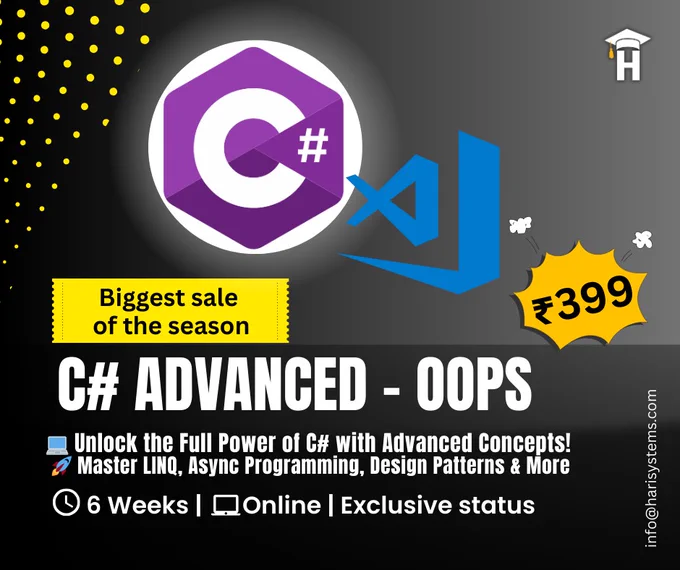 Learn C# Coding Intermediate: C# Classes, Methods and OOPs
https://www.udemy.com/course/learn-csharp-coding-intermediate-classes-methods-and-oops/?referralCode=3400B62E6DA6F54B92DE
#bigsale #csharp #microsoft #CSharpAdvanced #DotNetDeveloper #AdvancedCSharp #CodeLikeAPro #CSharpMastery #LevelUpWithCSharp