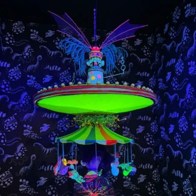 Pictures shows an exhibition from Tim Burton's creative world design museum. 