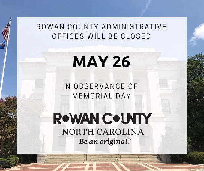 County Administrative building with text contained in post.