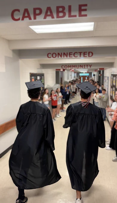 Big smiles, loud cheers, and maybe a few happy tears — SHS graduating seniors took one final walk through the halls of SMS today! Once a Mustang, always a Mustang!