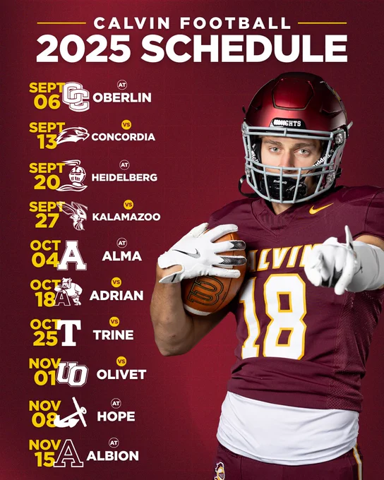 Calvin Football Schedule Fall 2025