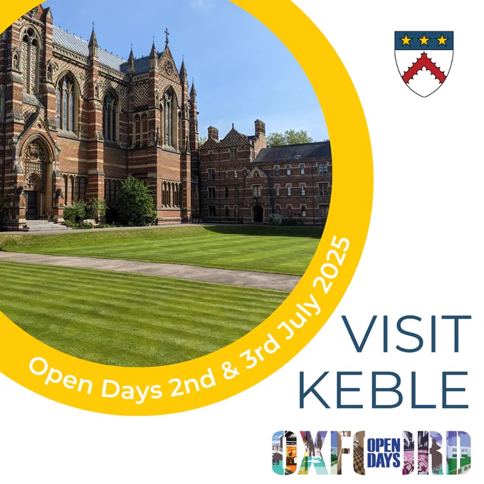 Visit Keble

Oxford Open Days 2nd & 3rd July 2025