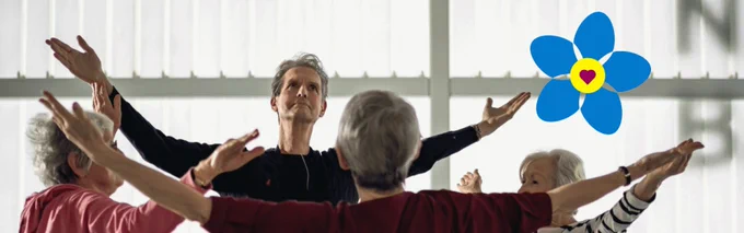 People with their hands in the air. 