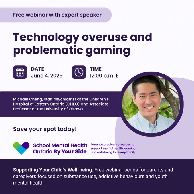 Technology overuse and problematic gaming. June 4, 2025, 12:00 p.m.