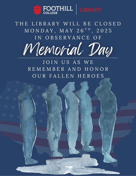 Image informing people of library closure for Memorial Day. 