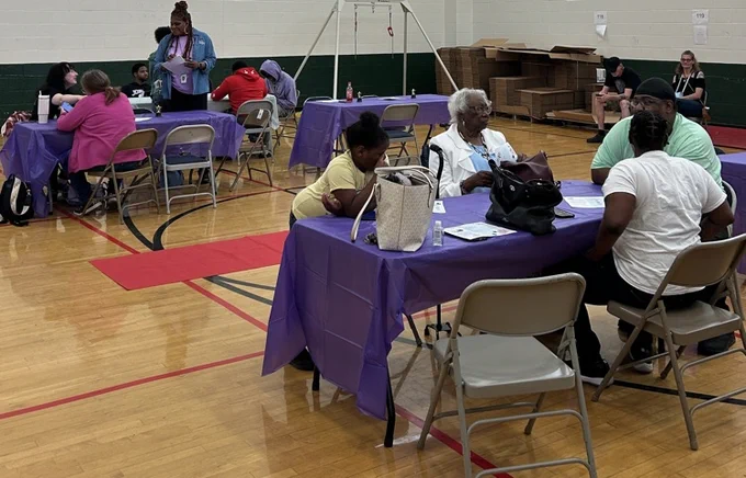 Families eating 