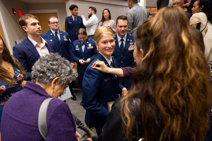 Air Force 2nd Lt. Sophia Sokolowsky is congratulated by friends and family.