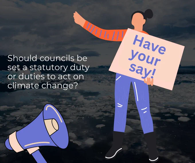 graphic of a person holding a sign and a megaphone