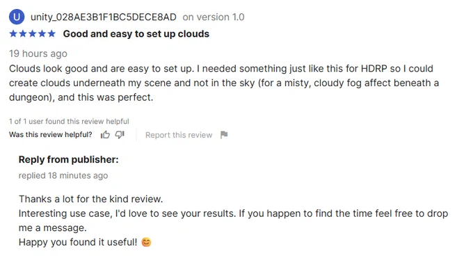 Review of Thungsten Clouds on the Unity Asset Store