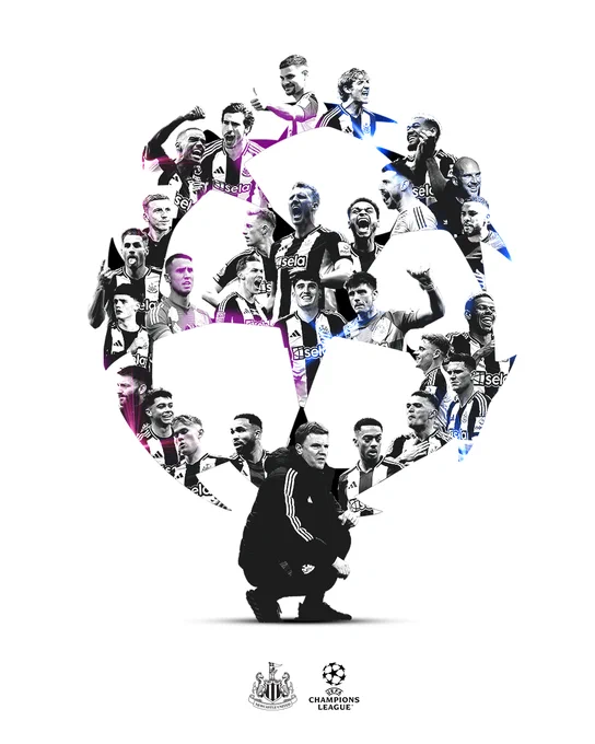 A graphic celebrating our qualification for the UEFA Champions League
