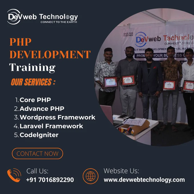 Offers hands-on PHP training with live projects, ideal for learners in Rajkot, Gujarat.
phone  :  91 7016892290
Website : www.devwebtechnology.com