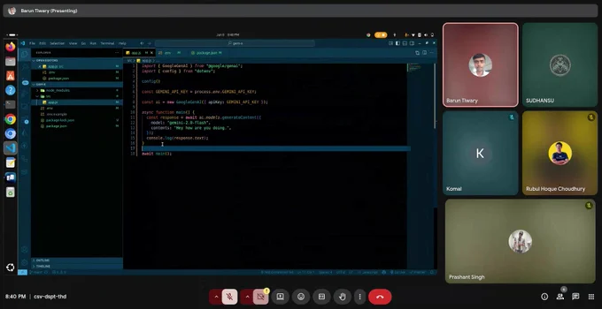 It was a great session with @codefirst2025 , @21me60. Learned and built an end-to-end AI project that solves problems like humans do! 🚀

Built An AI that breaks down complex tasks, thinks through solutions, and uses tools intelligently.

Phase-I was very informative. Excited for next session (Phase-II) to complete the project!

#AIAgent #ProblemSolving #Innovation #TechLearning