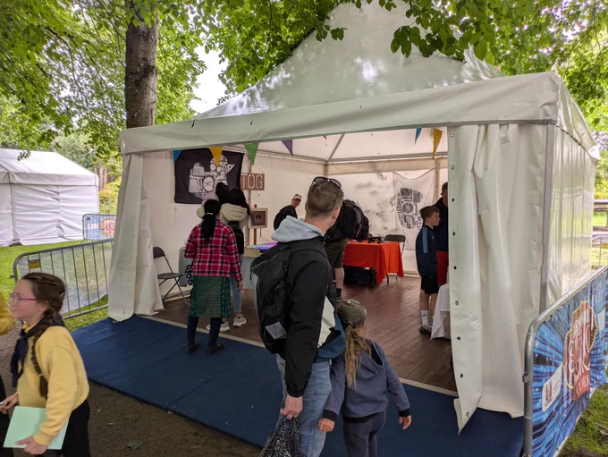 Image of a tent for TOG hacker space at cork carnival of science