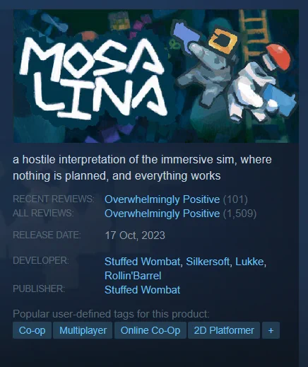 steam storepage, mosa lina is overwhelmingly positive for a few days again