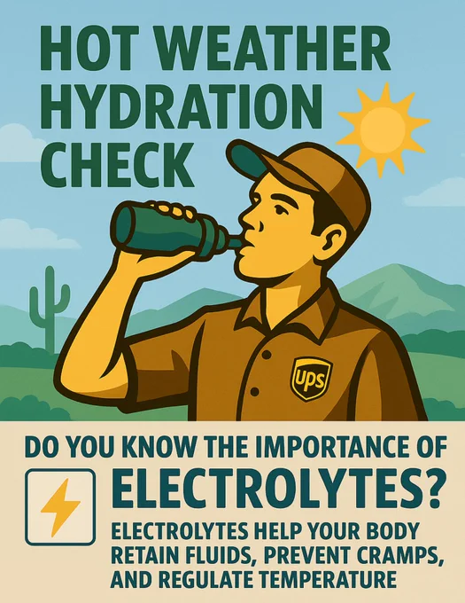 Ups driver staying hydrated 