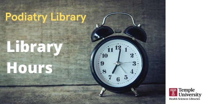 The Podiatry Library begins their summer hours this week!
Monday through Thursday: 9 am to 8 pm
Friday: 9 am to 5 pm
Saturday and Sunday: Closed