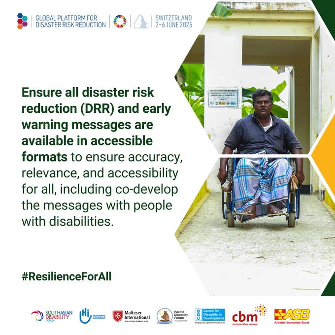 Flyer highlighting the importance of accessible early warning messages for all.