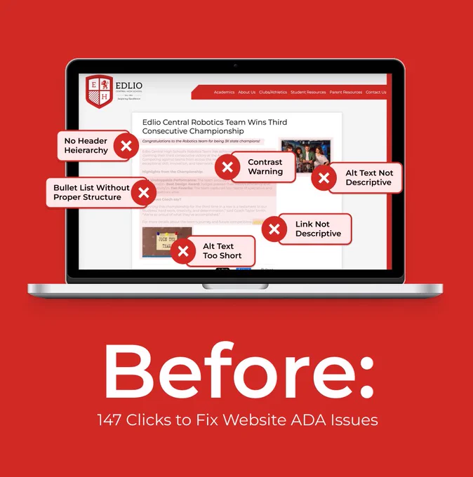 Before: 147 clicks to fix website ADA issues