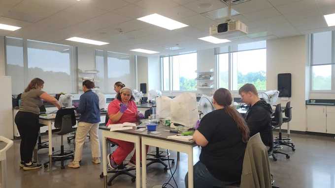 Students applying DNA and prepping their PCR reaction