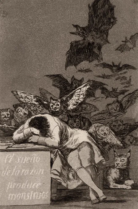 Image: The Sleep of Reason Produces Monsters by Francisco Goya — a reminder of what emerges when reason slumbers.