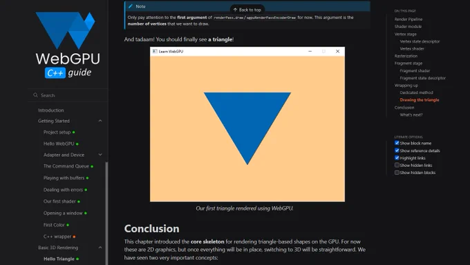 Screenshot of the Hello Triangle chapter