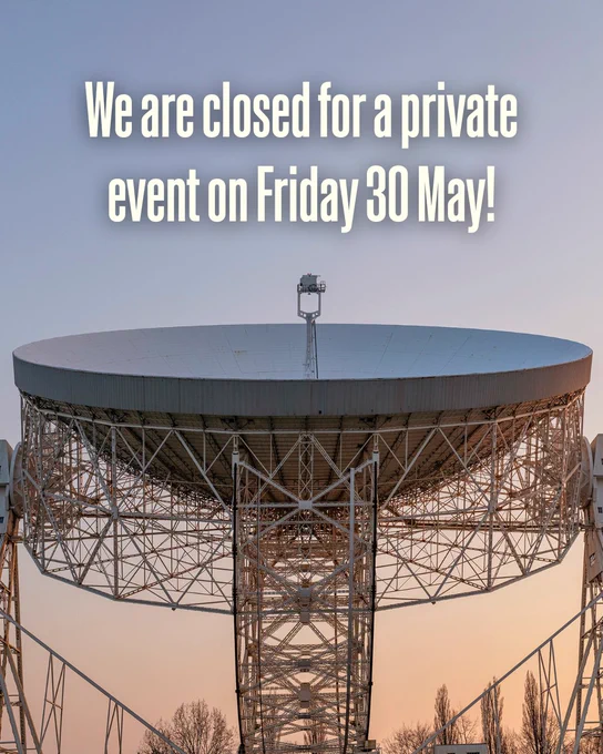 A photo of the Lovell facing upwards, captioned 'we are closed for a private event Friday 30 May!'