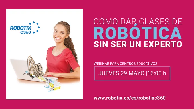 Adolescente con proyecto de robótica que consiste en una mariposa cuyas alas estan hechas de madera con cortadora laser y el cuerpo es un motor SpikePrime que le hace batir las alas.