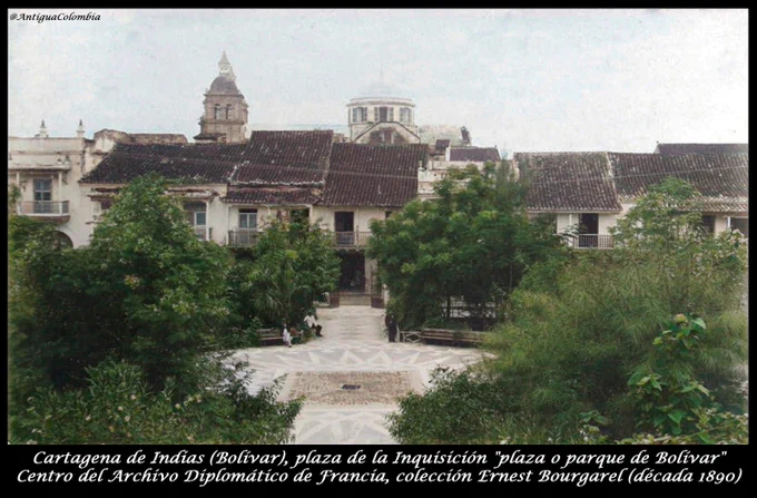 Cartagena de Indias (Bolívar)
Plaza de la Inquisición "plaza o parque de Bolívar"
Centro del Archivo Diplomático de Francia
Colección Ernest Bourgarel (década 1890)
@colombia_hist @MuseosColombia @AyerColombia @P_Cultural @El_Icanh