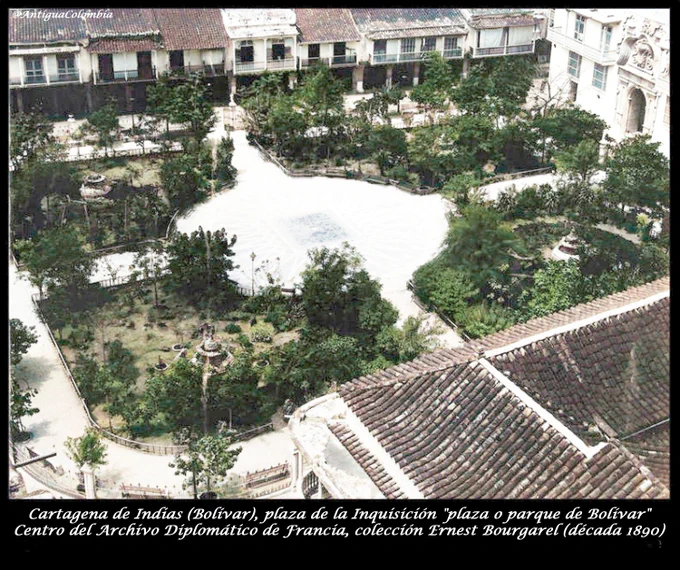 Cartagena de Indias (Bolívar)
Plaza de la Inquisición "plaza o parque de Bolívar"
Centro del Archivo Diplomático de Francia
Colección Ernest Bourgarel (década 1890)
@colombia_hist @MuseosColombia @AyerColombia @P_Cultural @El_Icanh