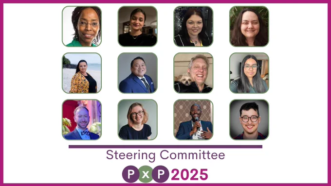 A picture of the PxP 2025 Steering Committee. Featuring: Kwanele Asante, Maalvika Bhuvansunder, Janelle Bowden, Patrícia de Luca, Letisha Living, Paul Mendoza, Greg Merritt, Anna Samson, Simon Stones, Karen van Meeteren, Joab Wako, and Logan Wong.