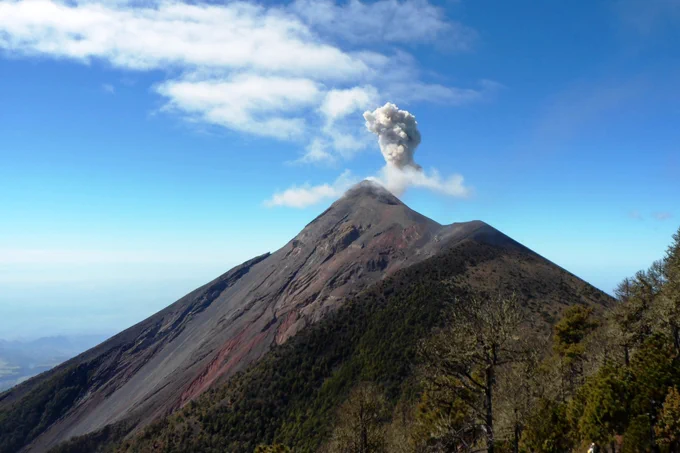 A small eruption at a volcano in Guatemala