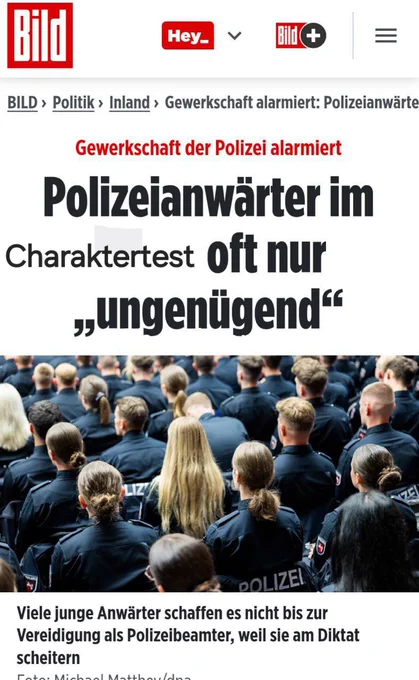 meldung des bloed-blattes, wonach polizeianwaerterInnen oft nur ungenuegend sind, so als Gesamterscheinung