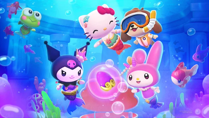hello kitty and friends swim under water
